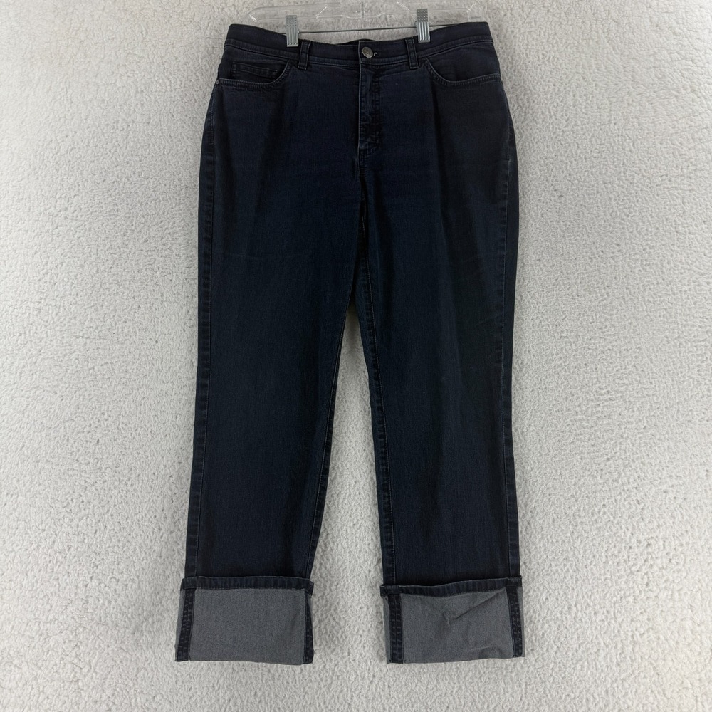 Lafayette 148 Cropped Jeans Womens Size 8 Blue Denim‎ Wide Cuff Mid-Rise Casual